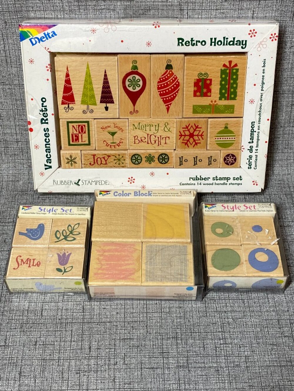 4 Vintage Delta Wooden Rubber Stamp Sets New Old Stock
